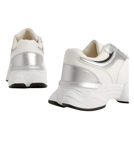 Womens/ladies hoops mesh trainers white/silver Where´s That From