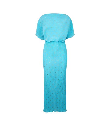 Womens/ladies Tilly Polka Dot Plisse Maxi Dress Blue Never Fully Dressed
