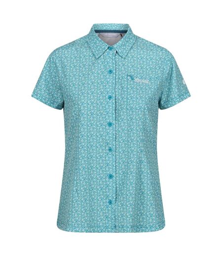 Womens/ladies floral packaway short-sleeved travel shirt tahoe blue Regatta