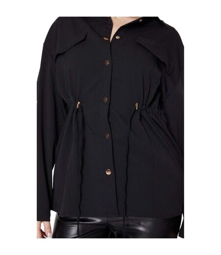 Womens/ladies drawstring waist shirt jacket black Dorothy Perkins