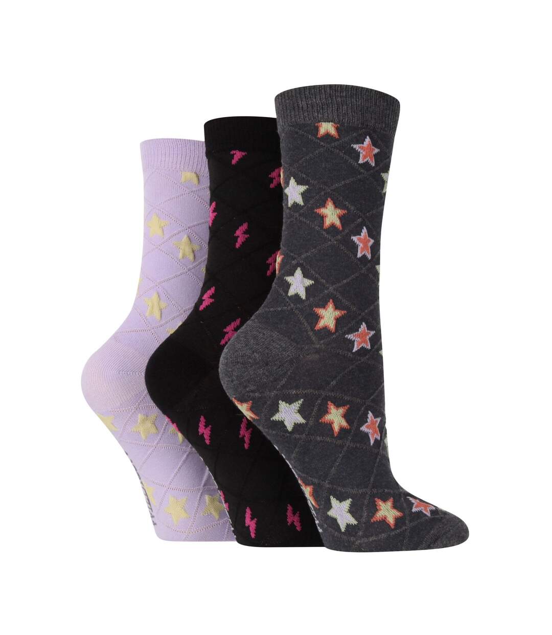3 Pack Ladies Fashionable Texture Knit Cotton Socks-1