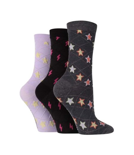 3 Pack Ladies Fashionable Texture Knit Cotton Socks