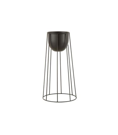 Cache-Pot sur Pied en Métal Lignes 45cm Noir