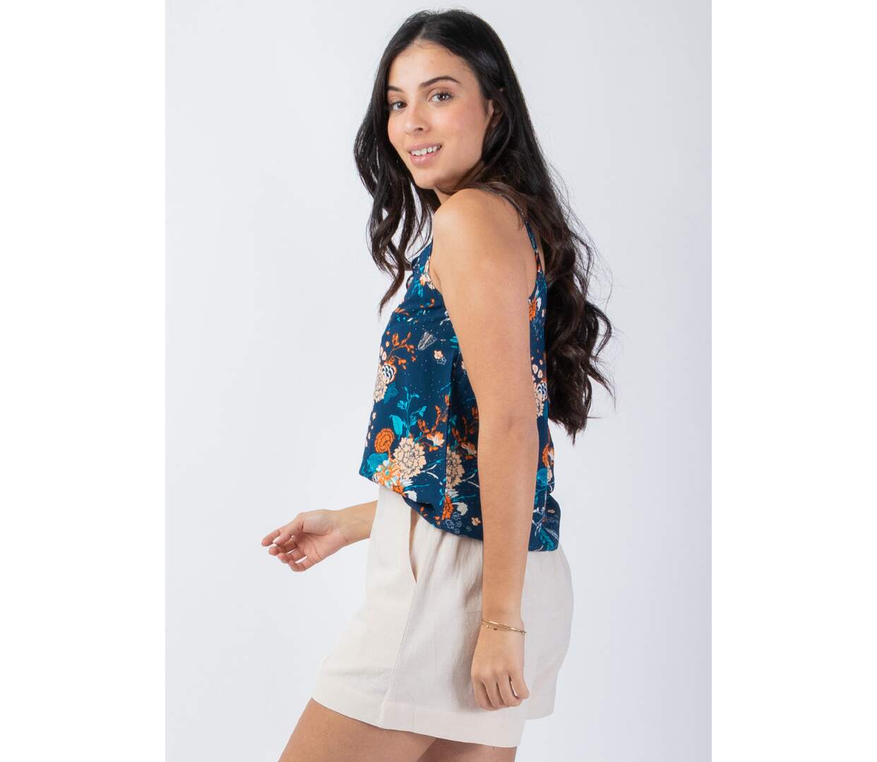 Top fines bretelles AMORE imprimé fleuri lumineux Coton Du Monde-3