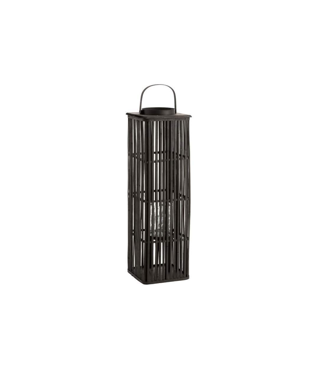 Lanterne Déco en Bambou Longue 89cm Noir-1