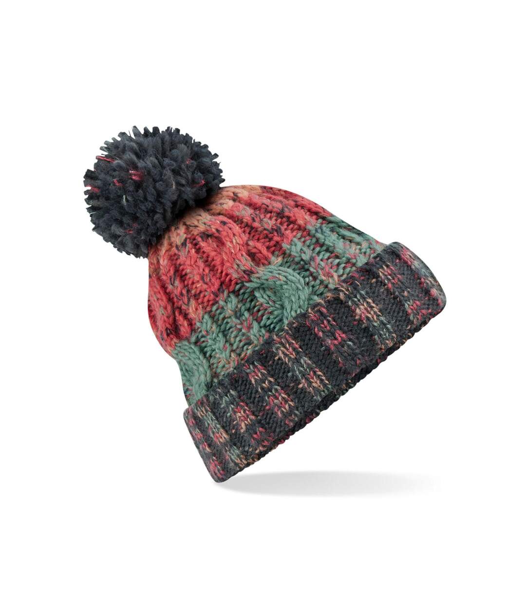 Womens/ladies Corkscrew Pom Pom Beanie Watermelon Breeze Beechfield-2