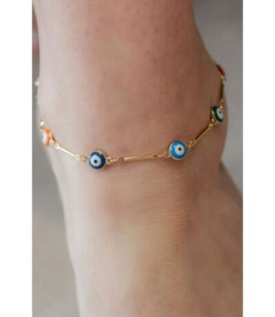 Multicolour Evil Eye Turkish Protection Charm Beaded Asian Nazaria Anklet