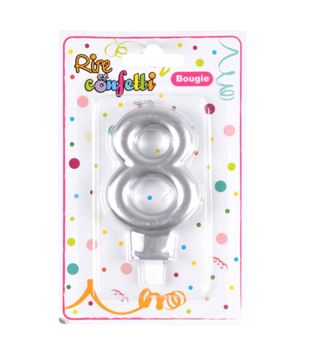 Bougie d'Anniversaire Chiffre 8 7cm Argent-2