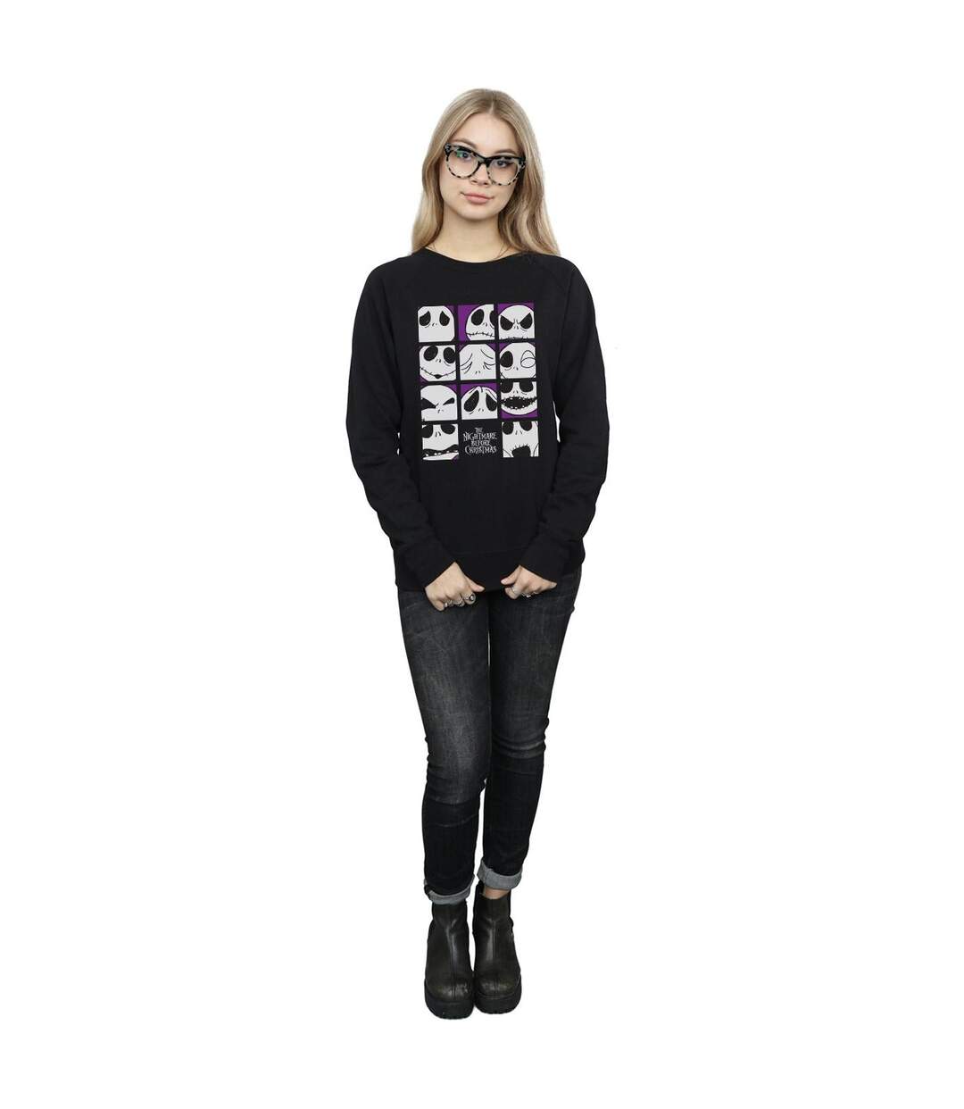Disney Sweatshirt Square Nightmare Before Christmas Many Faces Of Jack Femme/Ladies (Noir) - UTBI31684-4