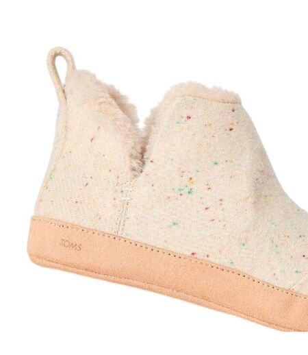 Womens/ladies Confetti Slip-on Slippers Cream Toms