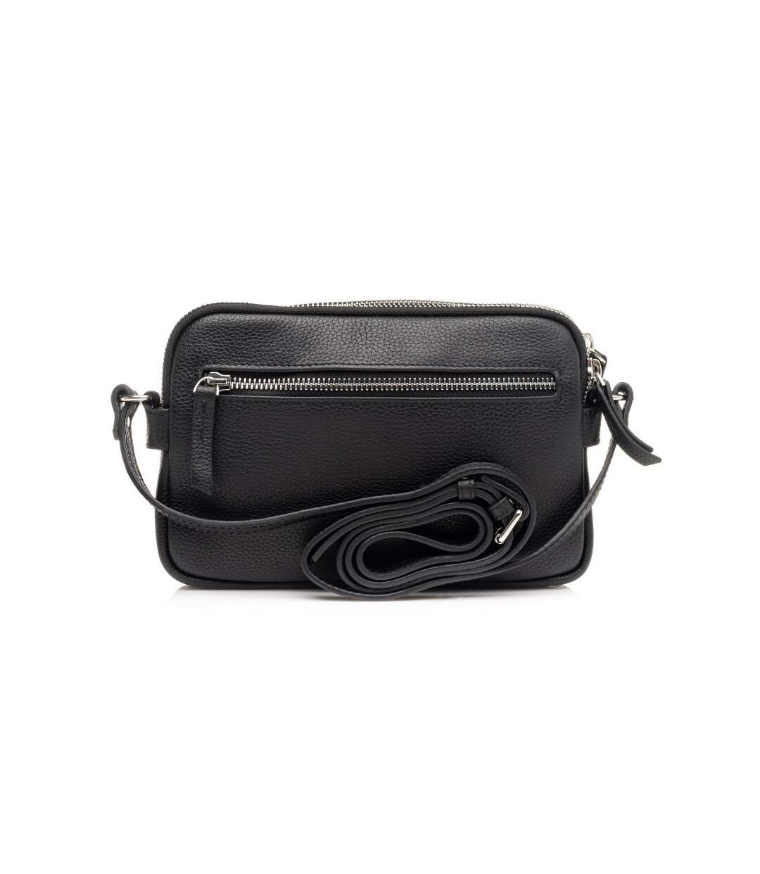 Katana - Sac bandoulière en cuir 2 cpts - noir - 9915-2