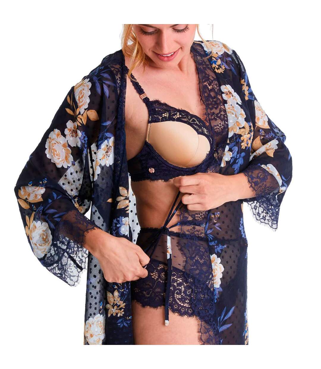 Kimono bleu marine Doux Rêve-4