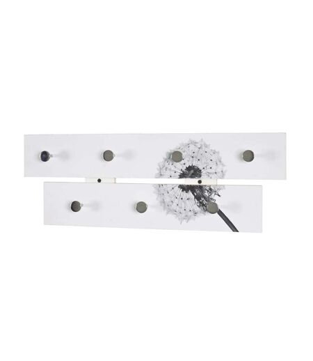 Patère Murale 2 niveaux Fleur de Pissenlit 60cm Blanc