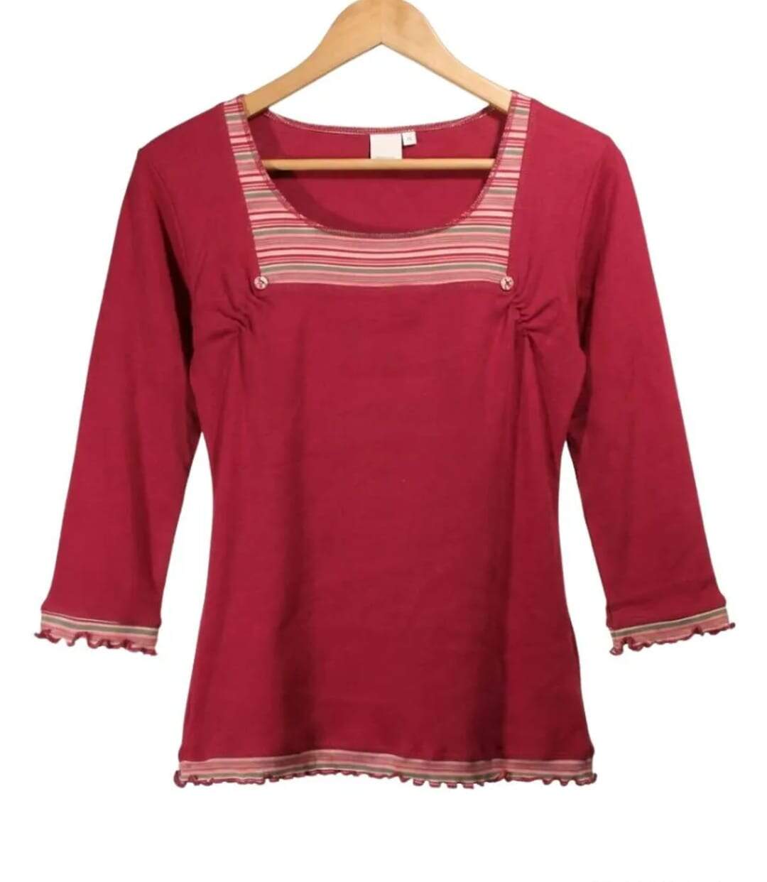 T-shirt Manches Longues Femme 100% Coton Fuchsia – Confort Absolu-2