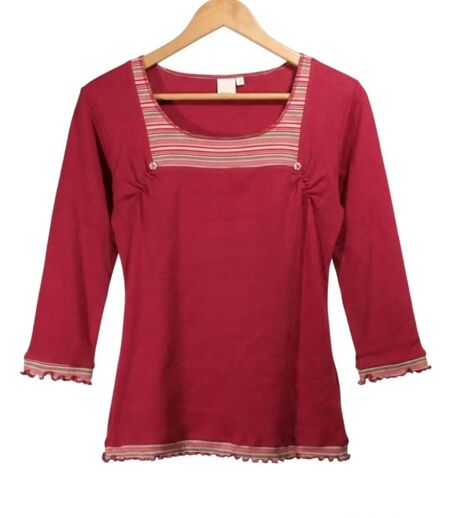 T-shirt Manches Longues Femme 100% Coton Fuchsia – Confort Absolu