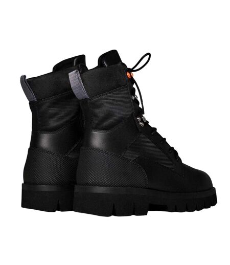 Womens/ladies Leather Combat Boots Black Heron Preston