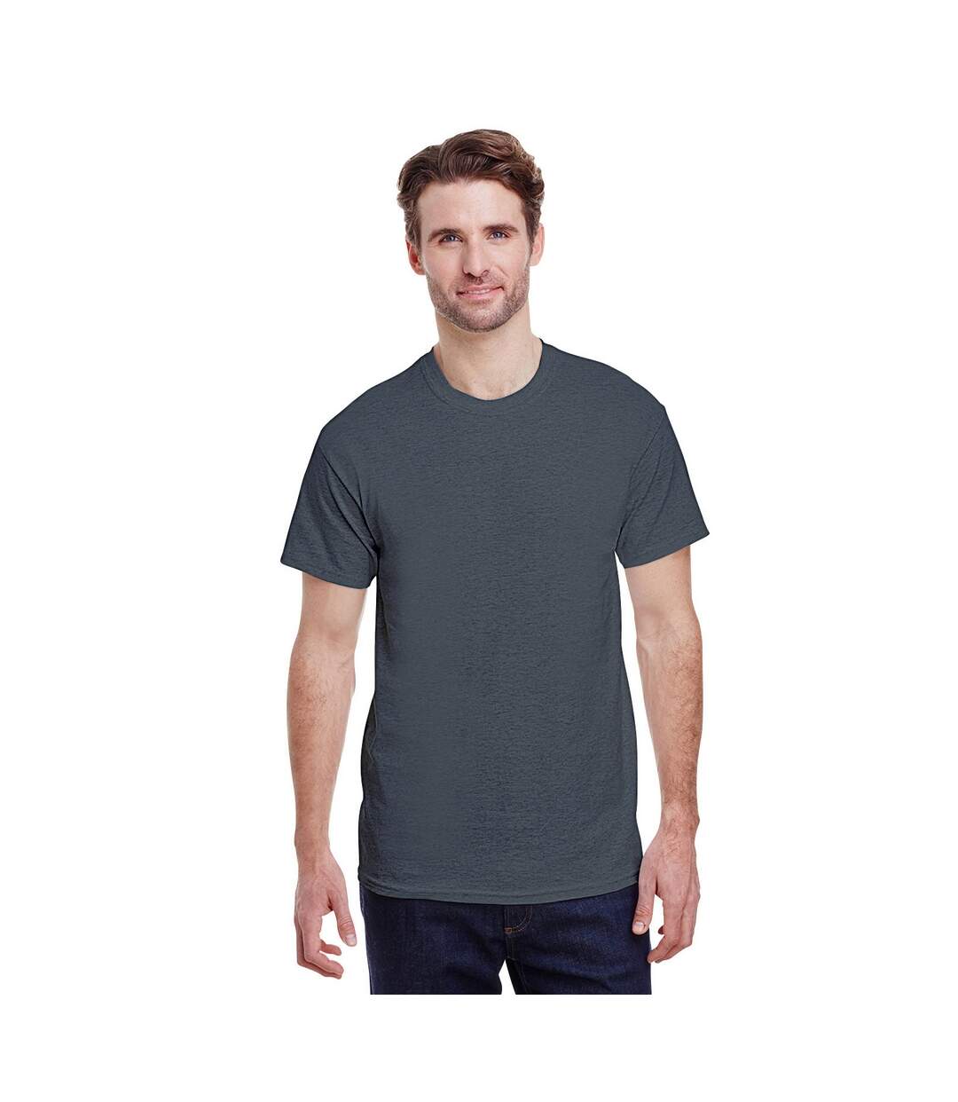 T-shirt Manches Courtes Heavy Cotton Adulte Gris Foncé Chiné Gildan-1