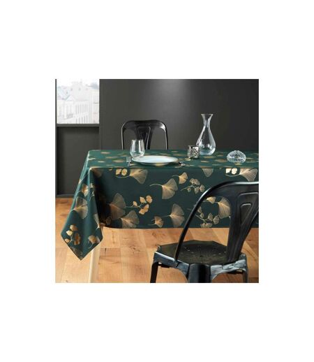 Nappe Imprimé Métallisé Bloomy 150x240cm Vert & Or