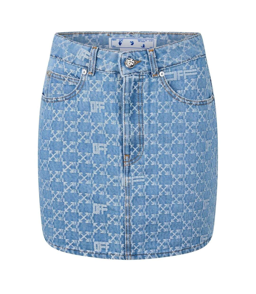Mini Jupe Motif/style Monogramme Femme Bleu Clair Off White-1