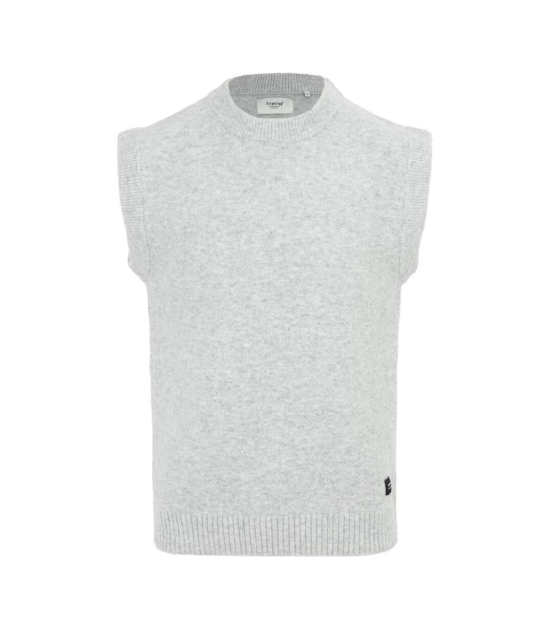 Mens Crew Neck Sleeveless Sweater Vest Light Grey Firetrap-1