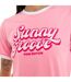 T-shirt femme col rond avec Rib contrastés et print devant Groovy Vondutch-2