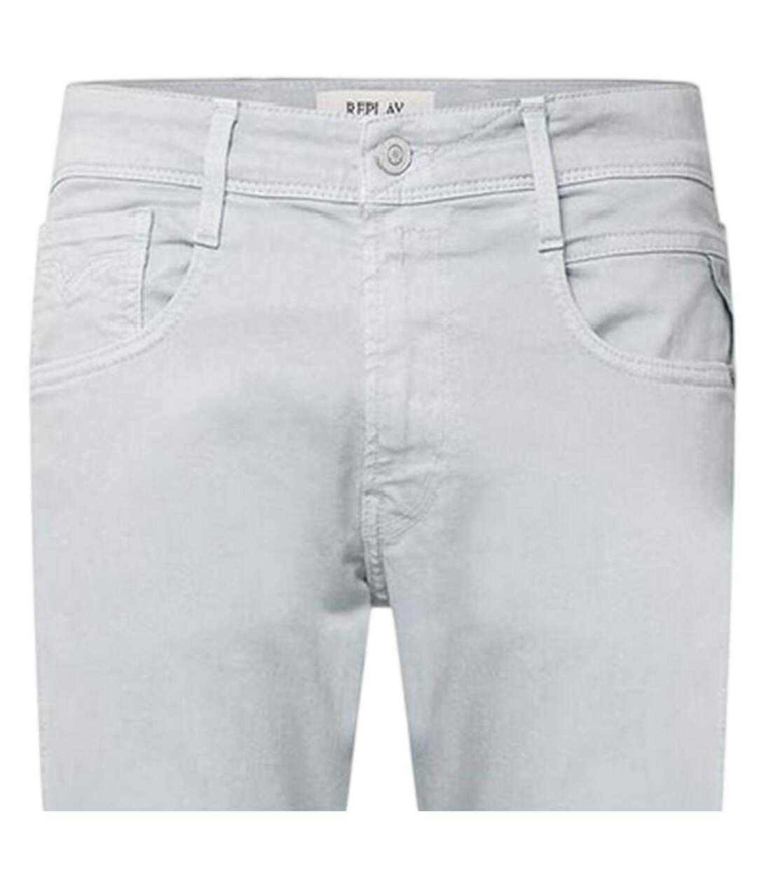 Mens Anbass Cotton Blend Plain Slim Jeans Light Blue Replay-3