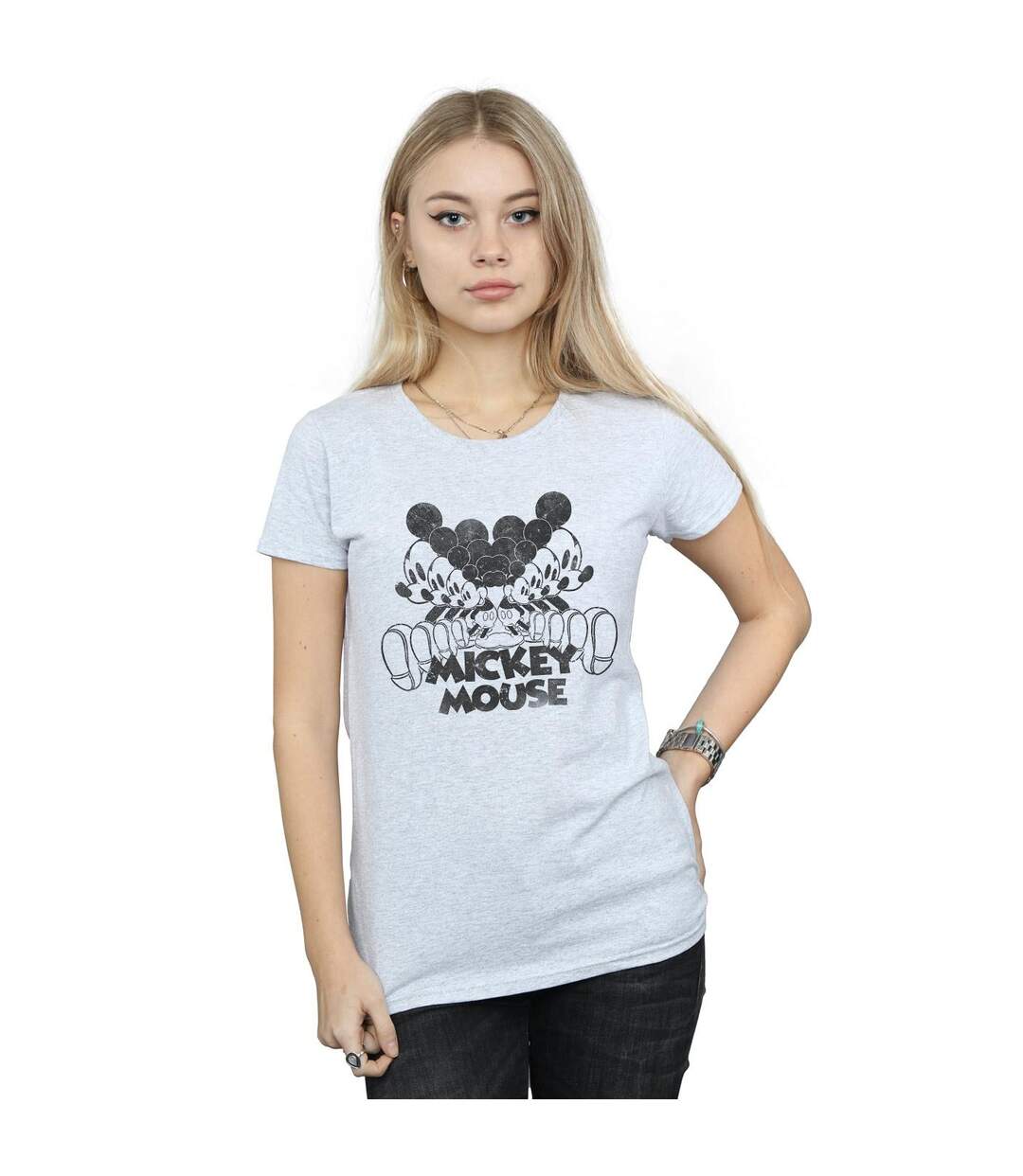 Disney T-shirt en coton miroité Mickey Mouse Femme/Ladies (Gris sportif) - UTBI30929-2