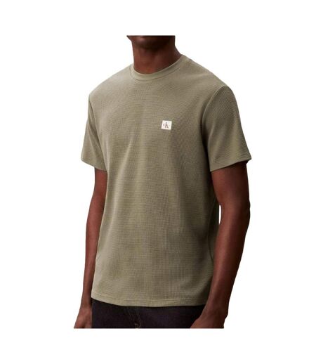 T-Shirt kaki homme calvin klein jeans waffle badge