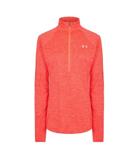 Womens/ladies Tech Textured Half Zip Top Light Pink White Under Armour