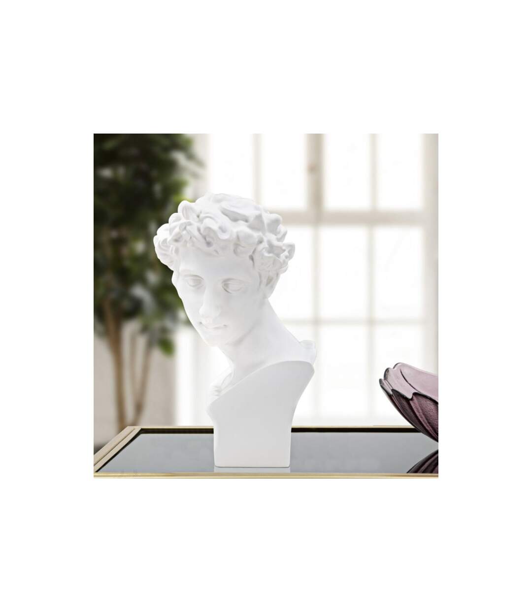 Statuette Tête Déco Jeune Homme 30cm Blanc-5