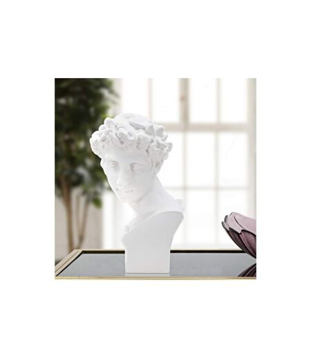 Statuette Tête Déco Jeune Homme 30cm Blanc