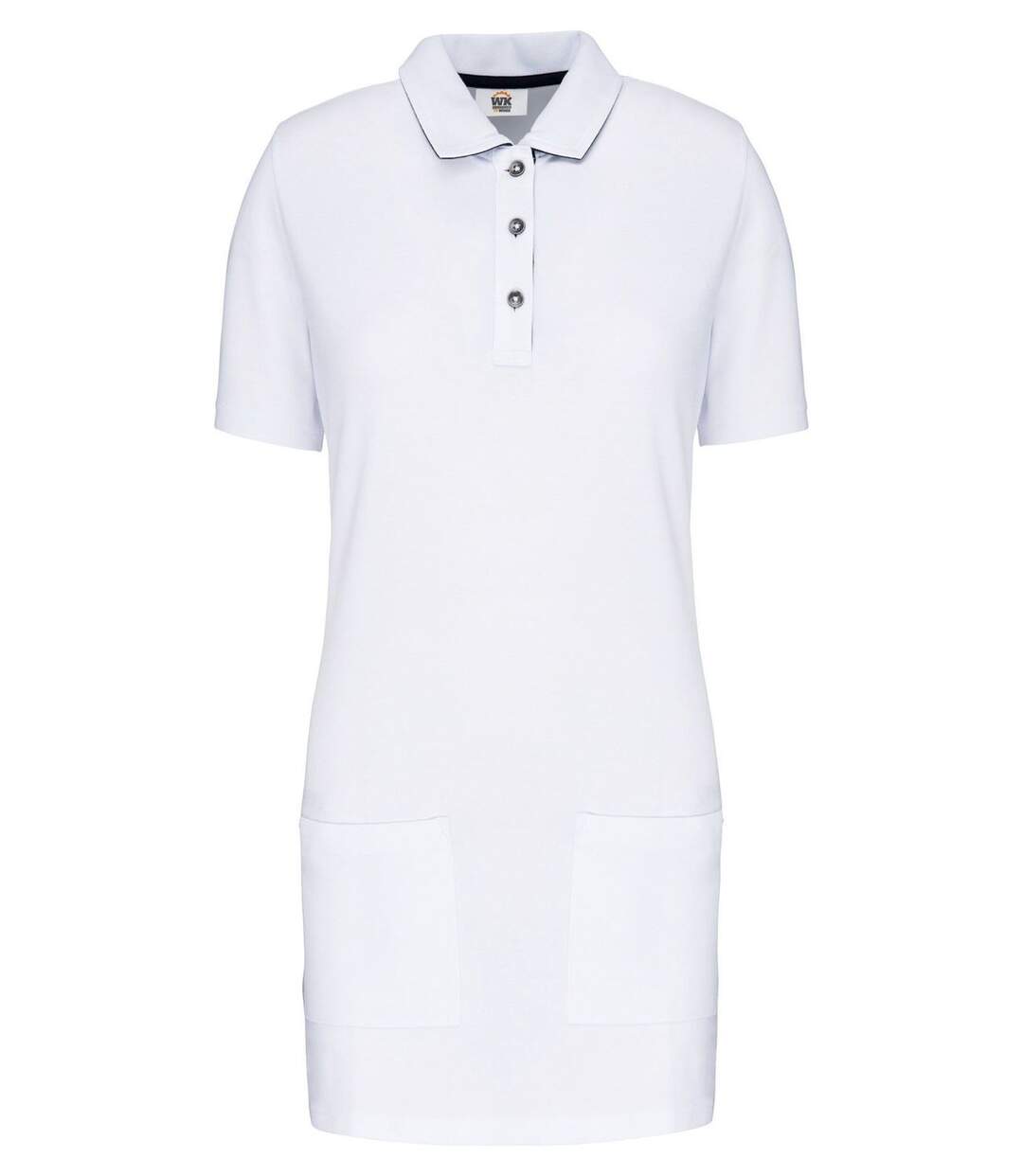 Polo de travail long - Femme - WK209 - blanc et marine