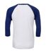 Unisex adult 3/4 sleeve baseball t-shirt white/navy Canvas