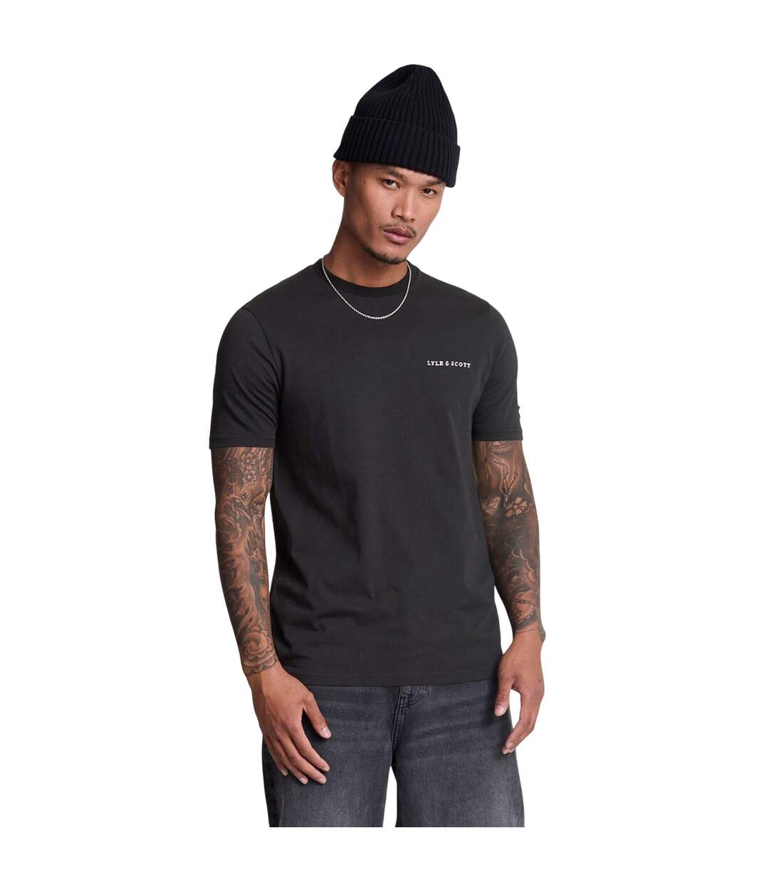 T-shirt Style Logo Brodé Homme Noir Blanc Lyle & Scott-1