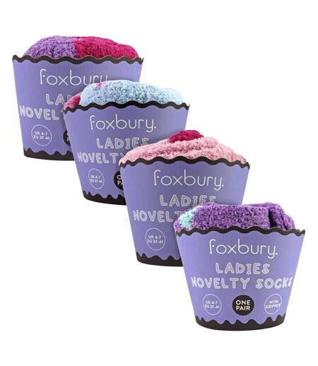Lot de 4 paires de chaussettes antidérapantes fantaisie en forme
