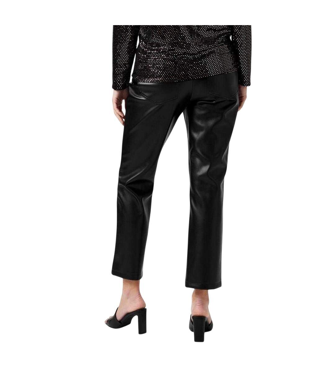 Womens/ladies Pu Straight Leg Trousers Black Biba-3