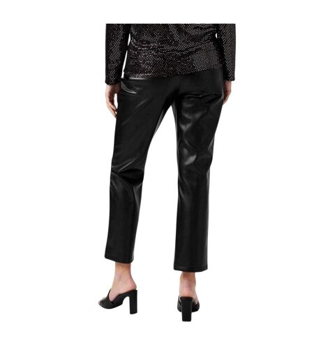 Womens/ladies Pu Straight Leg Trousers Black Biba