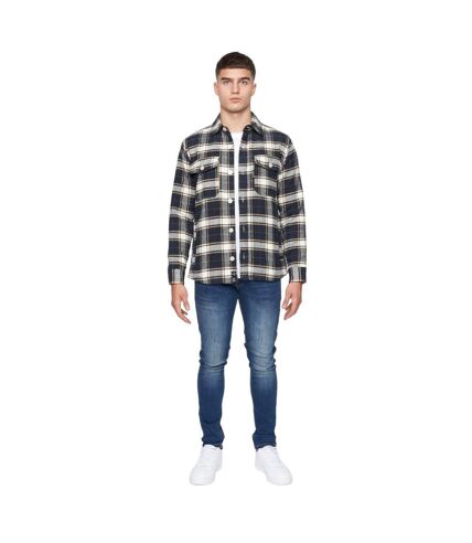 Mens francore checked overshirt navy Duck and Cover