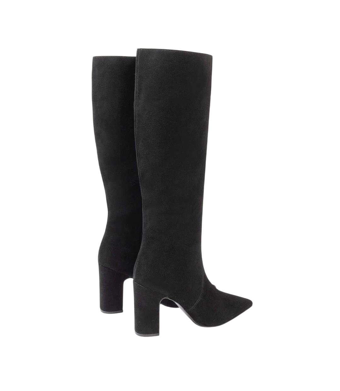 Womens/ladies Suede Block Heel Knee-high Boots Black I Saw It First-2