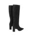 Womens/ladies Suede Block Heel Knee-high Boots Black I Saw It First-2