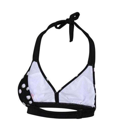 Womens/ladies Flavia Polka Dot Bikini Top Black White Regatta