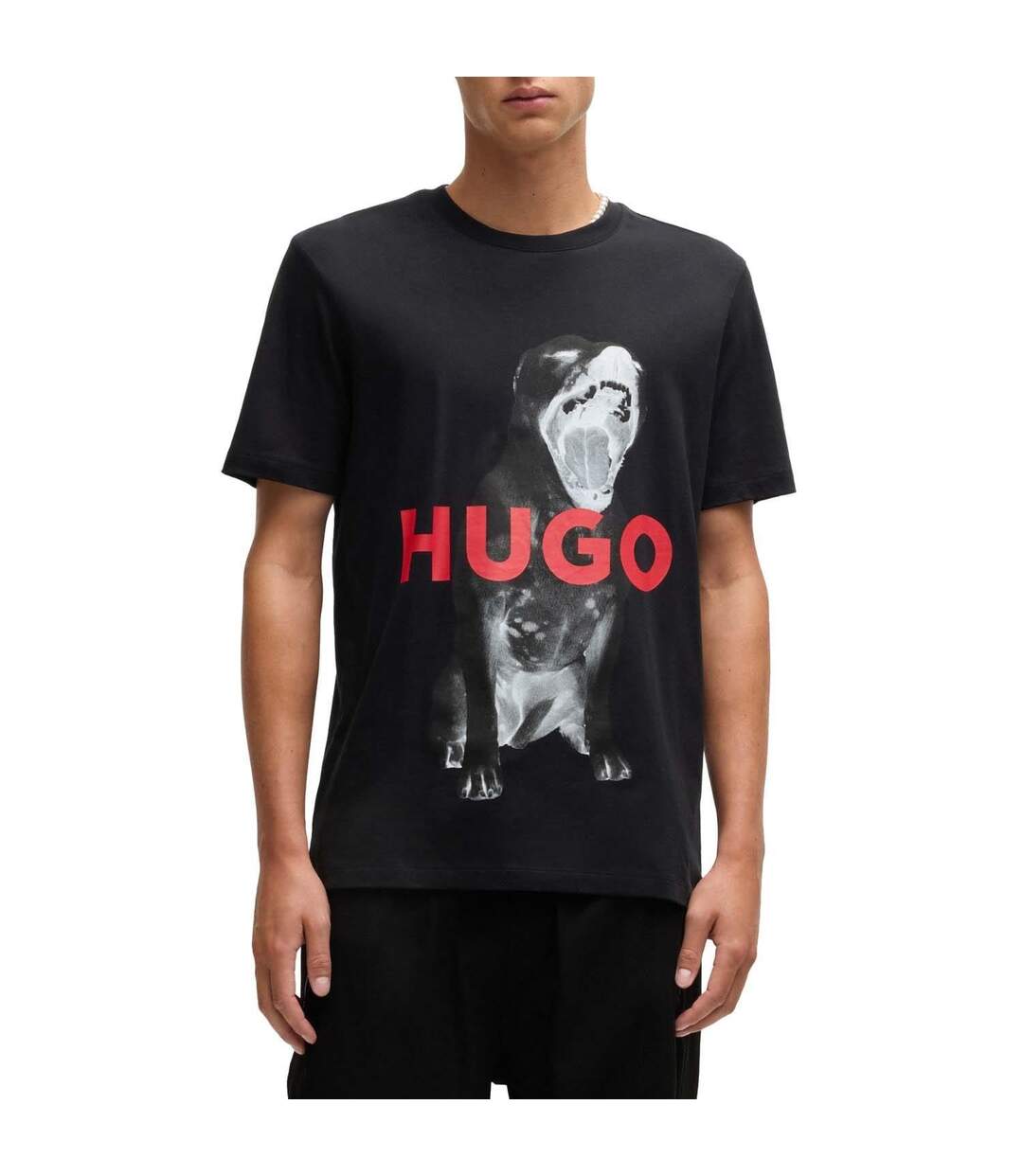 Mens Dayaking Dog T-shirt Black Hugo-3
