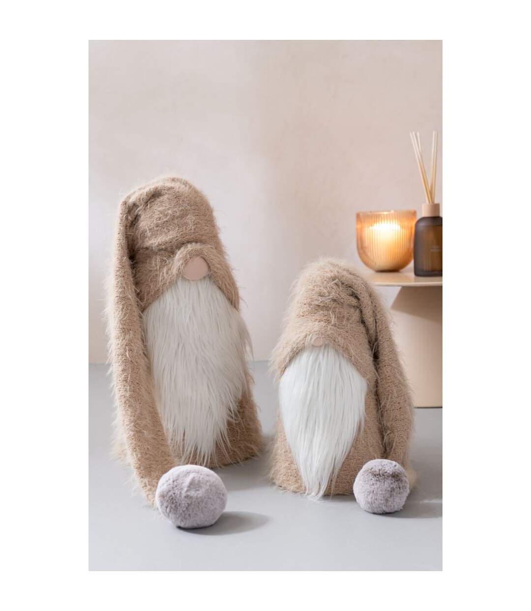 Père-Noël Gnome Déco Hiver 60cm Beige-3