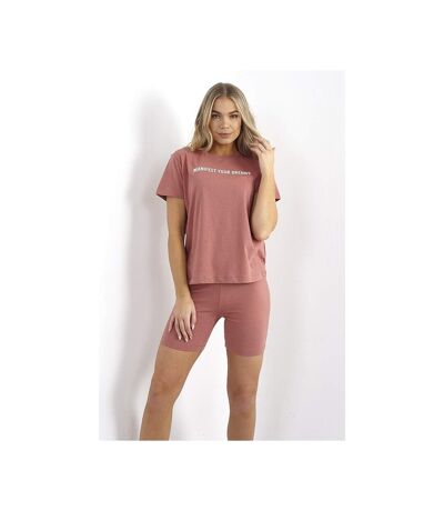 Womens/ladies Manifest Your Dreams Short Loungewear Set Pink Brave Soul