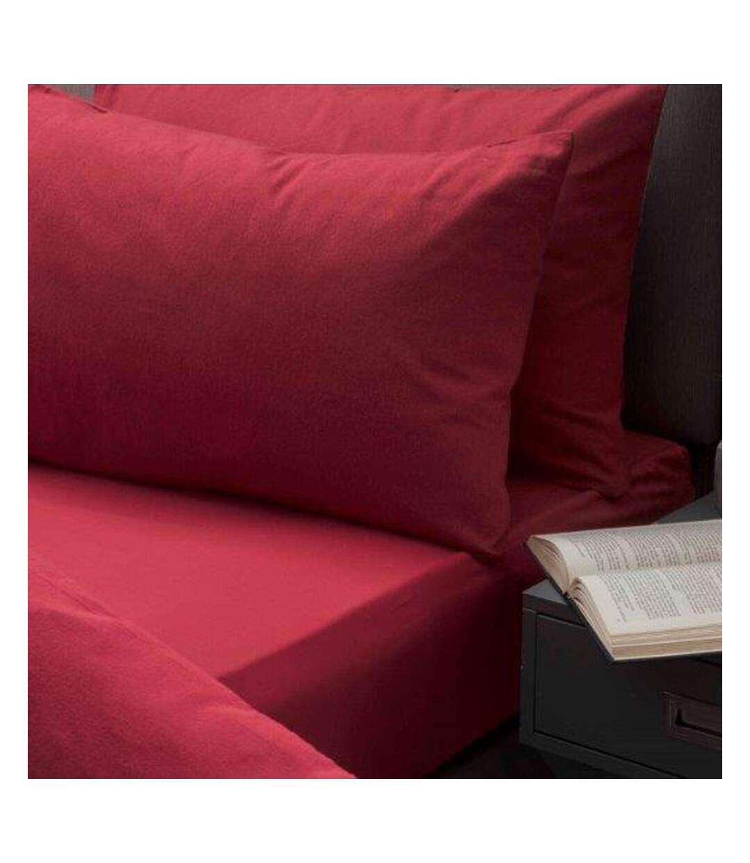 Drap-housse brushed cotton rouge Belledorm