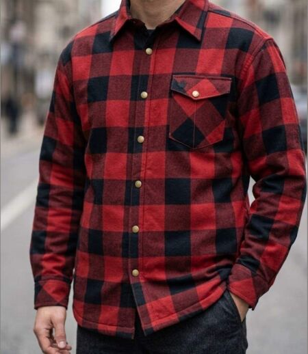 CHALLENGER BRUNO13 — Surchemise flanelle doublée rouge/noir : la chaleur garantie au style bûcheron