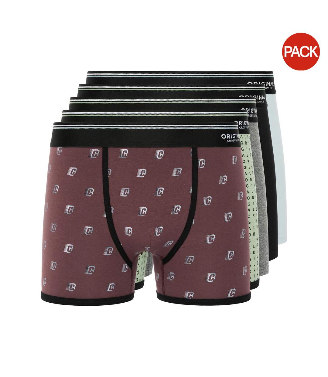Pack Of 5  Mens Motifix Boxer Shorts  Multicoloured Crosshatch-1