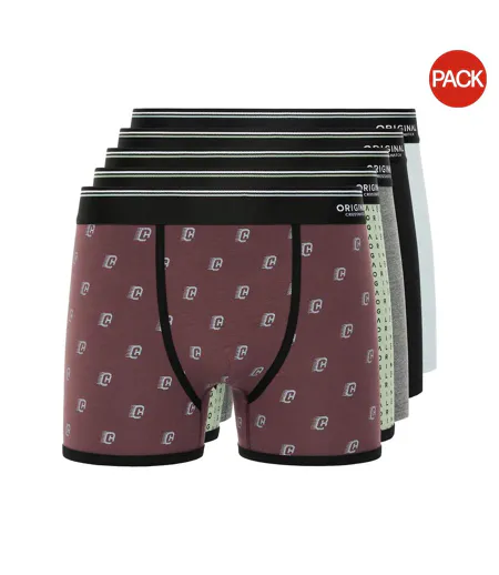 Pack Of 5  Mens Motifix Boxer Shorts  Multicoloured Crosshatch