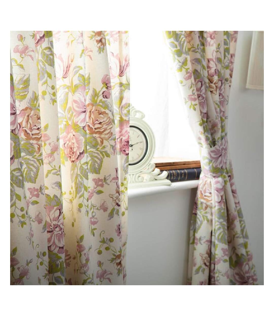 Belledorm Rideaux doublés Rose Boutique (Ivoire/rose/vert) (66 x 54in) - UTBM278