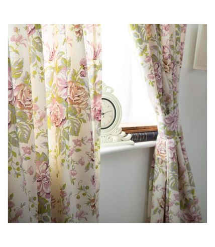 Rose boutique lined curtains 168 x 183cm ivory/pink/green Belledorm